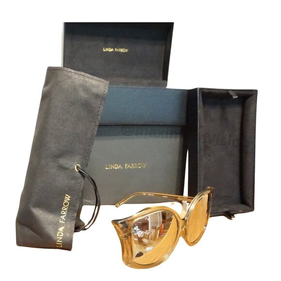 New Linda Farrow LFL595/6 Oversized Sunglasses, Unique Mirrored Lenses $1,245 - Picture 5 of 9